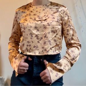 Zara XS long sleeve crop top copper